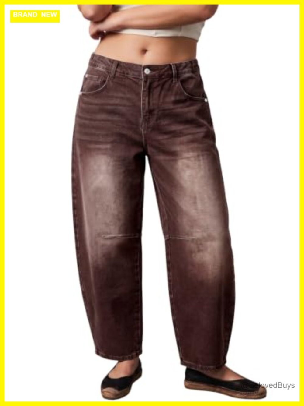 Plus Size Wide Leg Barrel Jeans High Rise Stretchy Cropped Denim Pull-On